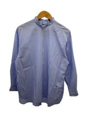 ストライプ柄スタンドフリルブラウス/38/ブルー/1521-215-1231