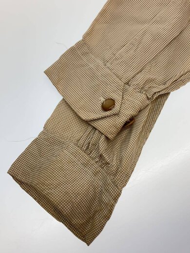 商品画像：60s/ギンガムチェックレーヨンオープンカラーシャツ/M/茶/ピンズ跡・ポケット汚れ・襟汚れ 4