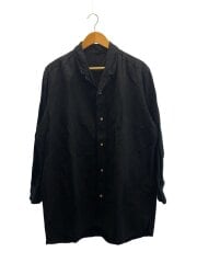 70s-80s/後染め_リネンオープンカラーシャツ/ブラック/黒