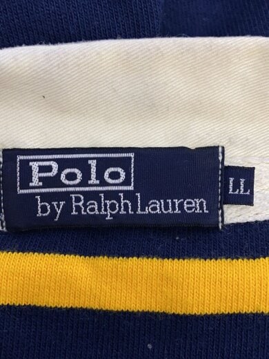 商品画像：インパクト21/ロゴ刺繍ラガーシャツ/長袖ポロシャツ/LL/ネイビー×イエロー/ボーダー 3