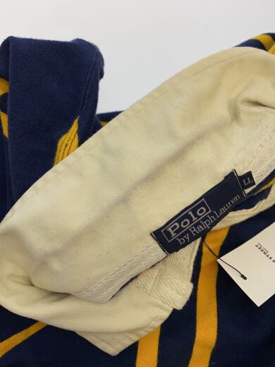 商品画像：インパクト21/ロゴ刺繍ラガーシャツ/長袖ポロシャツ/LL/ネイビー×イエロー/ボーダー 7