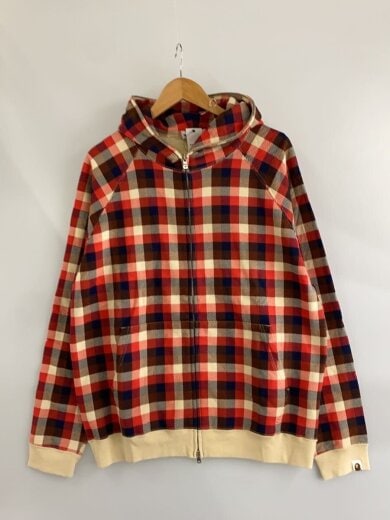 商品画像：00s/Check Zip Hoodie/ラブジェネチェックフーディー/L/レッド×ベージュ×ブラウン// 1