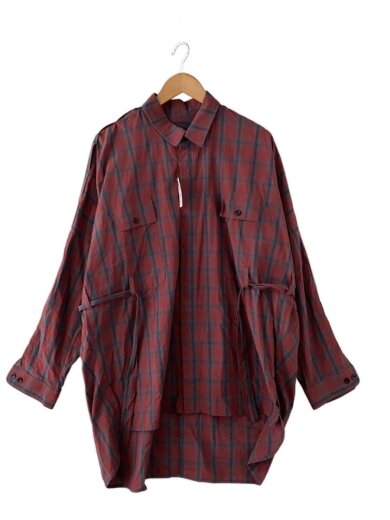 商品画像：SH-2 DRAPE SHIRT/長袖シャツ/2/コットン/レッド/チェック/ES16SH-02// 1