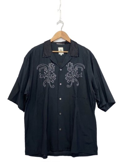 商品画像：EMBROIDERY SHT/レーヨンキュプラ刺繍オープンカラーシャツ/3/ブラック/黒/20295-001// 1