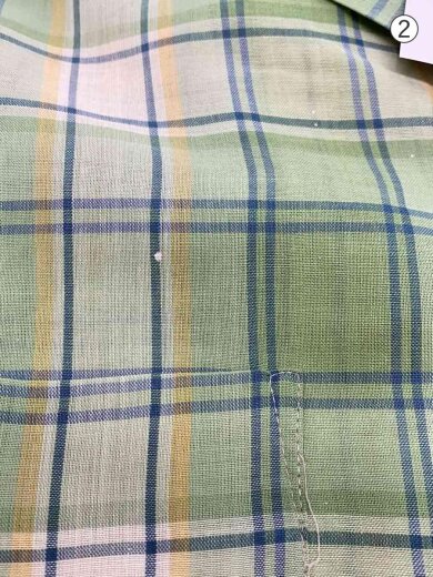 商品画像：70s/Open Collar Check Shirts/半袖オープンカラーシャツ/M/ライトグリーン/しみ// 6