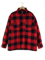 20AW/CHECK SHIRT JACKET/L/コットン/RED/3220400296