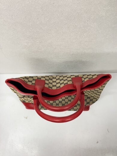 商品画像：角擦れ有/GG柄/トートバッグ/キャンバス/RED/総柄/002 1121 1669 4