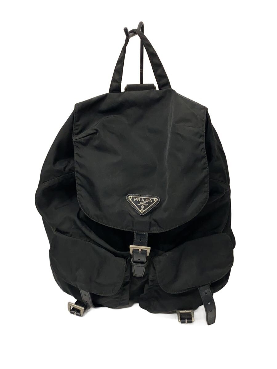 PRADA / テスート/三角ロプレート/リュック/デニム/BLK