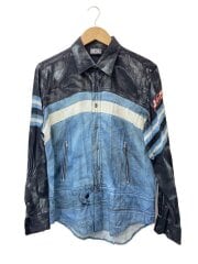 シャツ/46/レーヨン/BLU