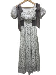 25SS/ショルダーリボンワンピース/半袖ワンピース/1/ポリエステル/WHT/花柄/SWFO2520