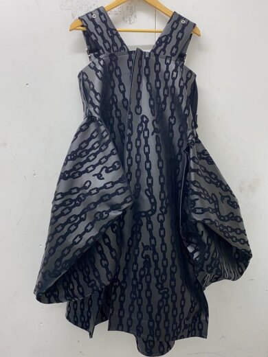 商品画像：ノースリーブワンピース/S/フェイクレザー/BLK/総柄/GN-A001 2