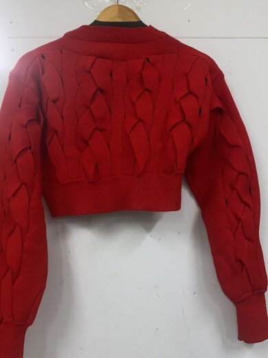 商品画像：24AW/ケーブルニットカーディガン/one/ポリエステル/RED/16WND251047 2