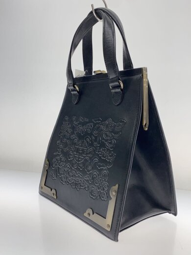 商品画像：ロゴ型押し/ハンドバッグ/レザー/BLK 2