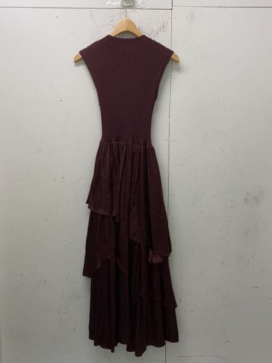 商品画像：24AW/アシメティアードスカートコンビニットワンピース/ノースリーブワンピース/one/ポリエステル/BR 2