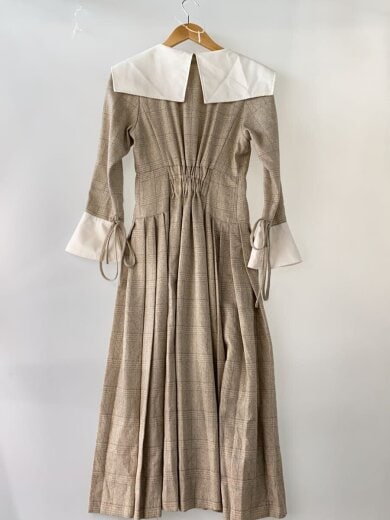 商品画像：24AW/ビックカラーサイドプリーツワンピース/S/ポリエステル/BEG/チェック/022510390101// 2