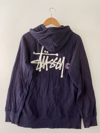 商品画像：basic stussy zip hoodie/パーカー/L/コットン/NVY/使用感有// 2