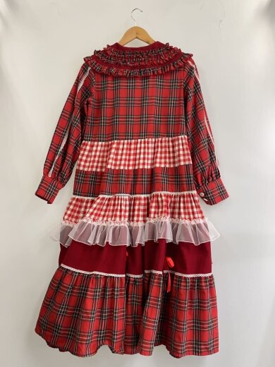 商品画像：SOS MEME CLUB/Plaid cute and sweet girl niche dress/M/ポリエステ// 2