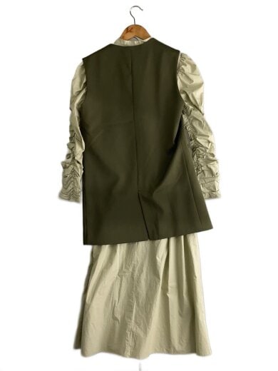 商品画像：CURVE LINE VEST SET SHIRT DRESS/長袖ワンピース/S/GRN/02220581010// 2