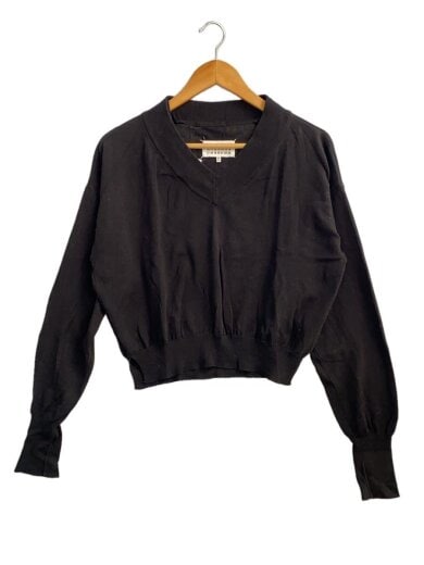 商品画像：エルボーパッチVネックニット/ニット・セーター(薄手)/XS/コットン/BLK/S51HA0909// 1