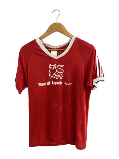 商品画像：半袖Tシャツ/Merrill Lynch Realty/リンガーTシャツ/Vネック/レッド// 1