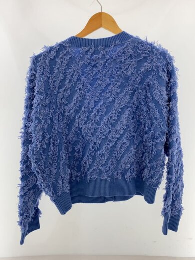 商品画像：カットジャカード フリンジVネック カーディガン/61-15-1111-646/ブルー// 2