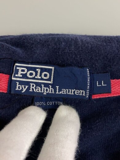 商品画像：90s/レースアップ/ナイガイ/長袖ポロシャツ/LL/コットン/ネイビー/ボーダー 3