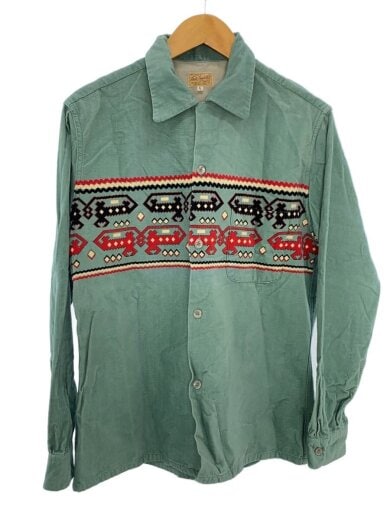 商品画像：Style Eyes/コーデュロイ長袖シャツ/ネイティブ柄/オープンカラー/ブルー/L 1