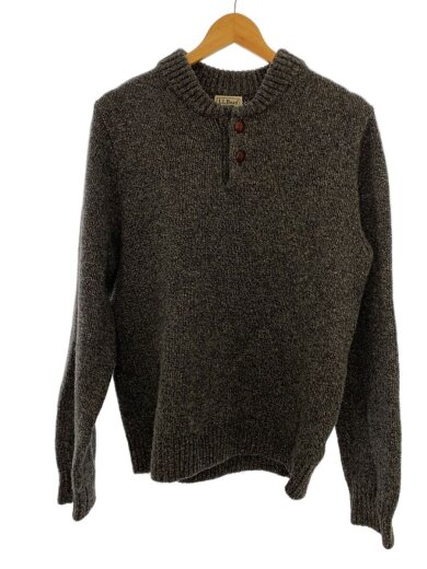 商品画像：ヘンリーネックニットセーター/285359/レザーボタン/ラムウール/グレー/XL// 1