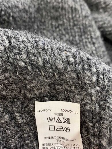 商品画像：ヘンリーネックニットセーター/285359/レザーボタン/ラムウール/グレー/XL// 4