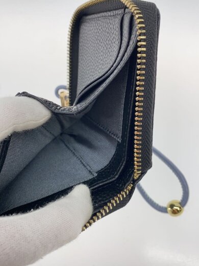 商品画像：ハンドストラップ付バイカラーラウンドミニウォレット/牛革/BLK/レディース/B-24096 6