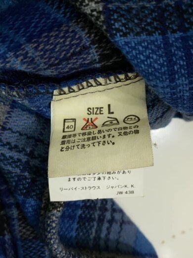 商品画像：長袖シャツ/L/コットン/BLU/チェック/USA製 4