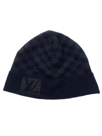 商品画像：ニットキャップ/--/ウール/NVY/チェック/メンズ 1