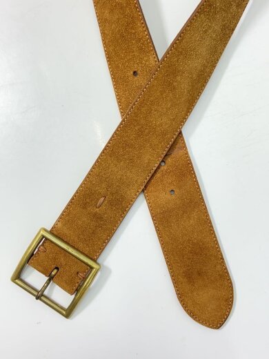 商品画像：ベルト/スウェード/ブラウン/メンズ/スクエアバックル 2