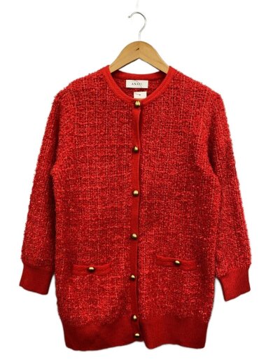 商品画像：MIXツイードミドルカーディガン/38/ナイロン/レッド/10222816830/アナイ 1
