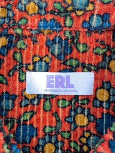 商品画像：FLORAL-PRINT CORDURO SHIRT/長袖シャツ/L/コーデュロイ/レッド/花柄 3