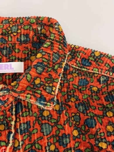 商品画像：FLORAL-PRINT CORDURO SHIRT/長袖シャツ/L/コーデュロイ/レッド/花柄 7