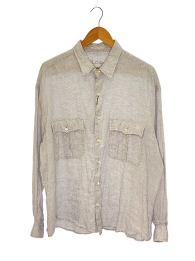 商品画像：ROLL UP BAMBOO LINEN SHIRT/長袖シャツ/L/リネン/グレー 1