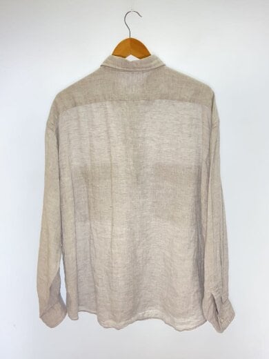 商品画像：ROLL UP BAMBOO LINEN SHIRT/長袖シャツ/L/リネン/グレー 2