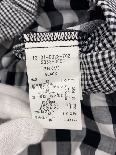 商品画像：タテフリルギンガムチェックチュニック/シャツワンピース/M/コットン/BLK/13-01-0028-702// 4