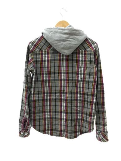 画像：NUMBER (N)INEフード付きネルシャツ/復刻/ダメージ加工/長袖シャツ/2/コットン/グレー/チェック2