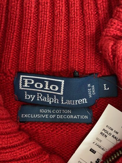 商品画像：ニットブルゾン/ジャケット/L/コットン/RED 3