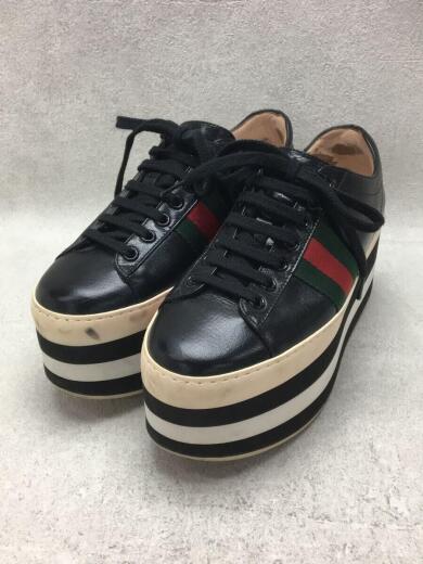 画像：GUCCIローカットスニーカー/36.5/ブラック/レザー/厚底/擦れ有/踵内側ダメージ有2