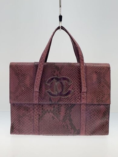 ハンドバッグ/レザー/パープル/シャネル