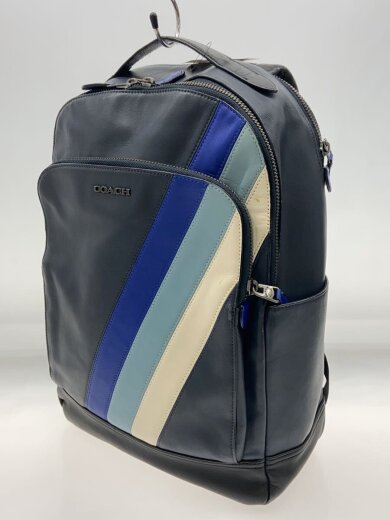 商品画像：ダイアグナルストライプグラハムバックパック/レザー/NVY/C1364// 2
