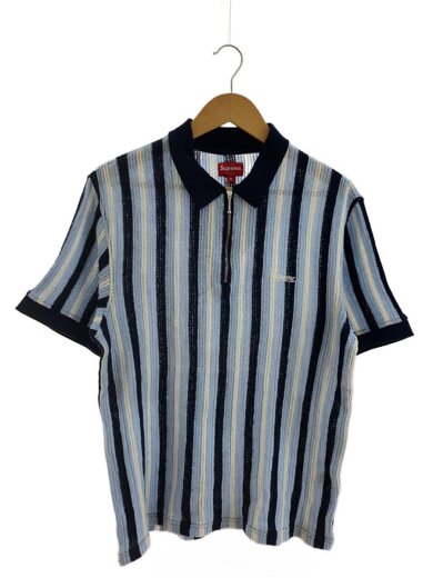 商品画像：ポロシャツ/M/コットン/BLU/ストライプ 1