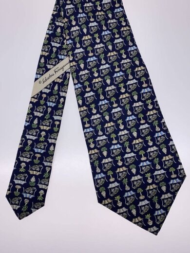 商品画像：ネクタイ/シルク/NVY/総柄/メンズ 2