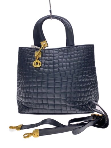 商品画像：valentino orlandi/キルティングハンドバッグ/フェイクファー/BLK 1