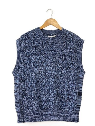 商品画像：ニットベスト(厚手)/M/コットン/BLU/13-232-002 1