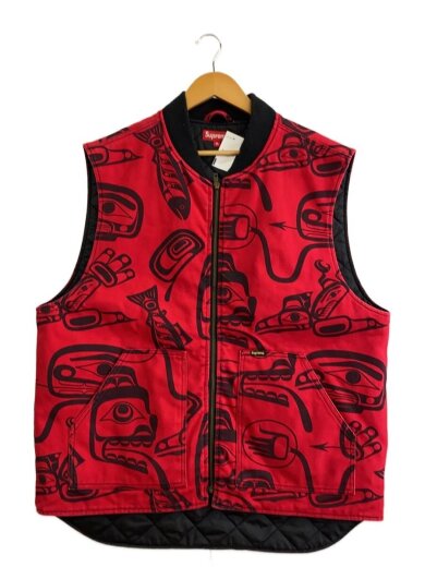 商品画像：19AW/Haida Work Vest/ベスト/XL/コットン/RED/総柄/リブ毛玉有// 1