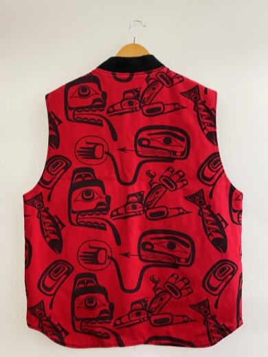 商品画像：19AW/Haida Work Vest/ベスト/XL/コットン/RED/総柄/リブ毛玉有// 2